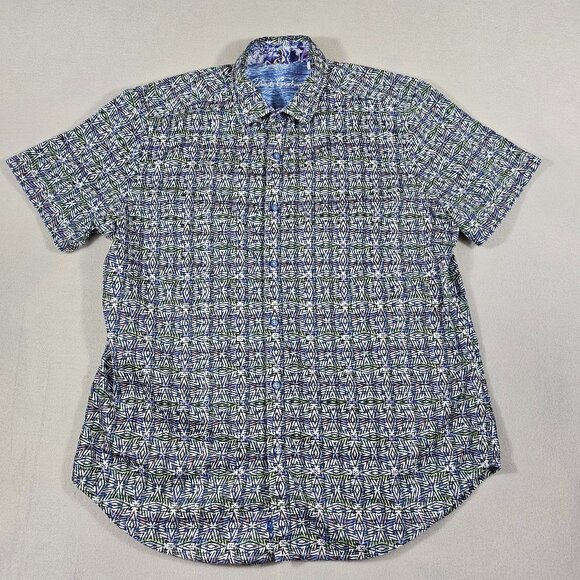 Robert Graham Shirt Mens L Geometric Classic Fit Short Sleeve - Picture 1 of 8